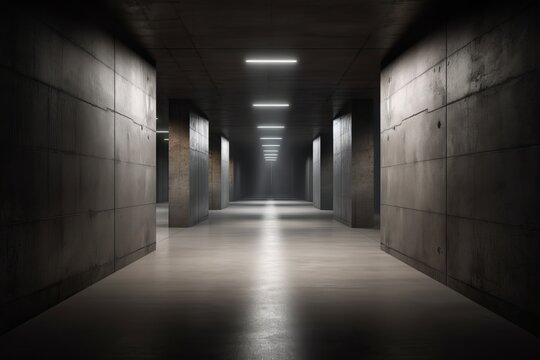A mysterious and captivating hallway with a mesmerizing light at the far end
