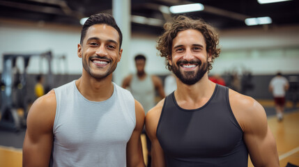 Portrait of athletically built men in a gym