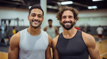 Selbstklebende Fototapete Fitness Portrait of athletically built men in a gym