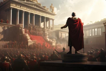 Foto op Plexiglas The Triumph of Julius Caesar: A Momentous Scene Portrays His Proclamation as Dictator, Shaping History's Course  © Mr. Bolota
