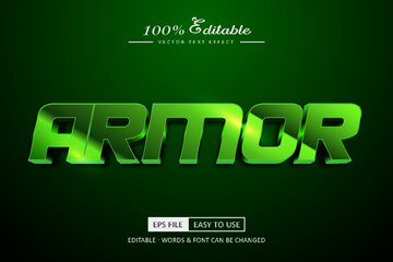 Armor 3d editable text effect with green and neon text style