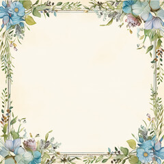 Naklejka premium Square blank vintage floral paper background for printable digital paper, art stationery and greeting card illustration