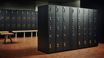 rows of lockers in a modern gym facility, reflecting a clean and organized fitness environment.