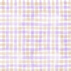 Purple Beige Gingham Check Hand Drawn Background
