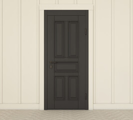 Black front door. 3d render.