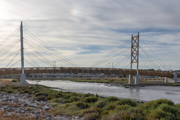 Cycle Pedestrian Bridge over the Trancão River that connects Lisbon to Loures, Portugal