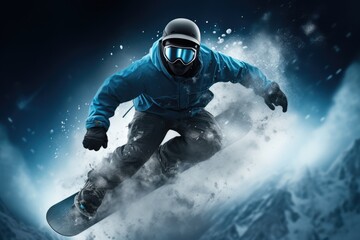 Fototapeta na wymiar snowboarder jumping on the slope