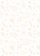 Ilustraciones con patrones de hojas y flores en tono amarillo. 
Ideal para imprimir tamaño carta (A4) - obrazy, fototapety, plakaty