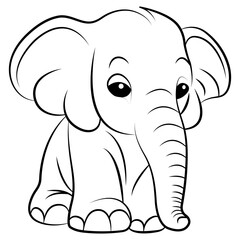 outline of a cute elephant. Beautiful vector illustration