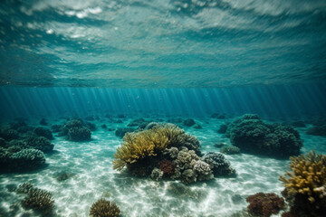 Fototapeta na wymiar Sea or ocean underwater deep nature background