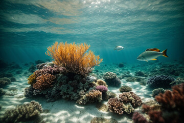 Obraz premium Sea or ocean underwater deep nature background