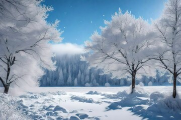 snow covered trees Generated Ai