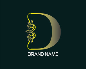 Luxarious D logo. CMYK color mode. Editable color, Free font used, Fully vector file, Easy to download.