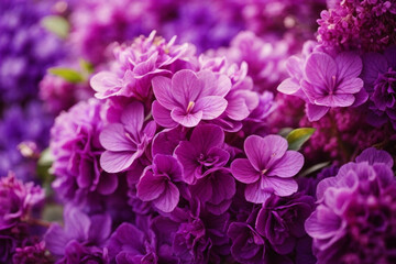 Fototapeta premium Purple lilac flowers blossom in garden, spring background