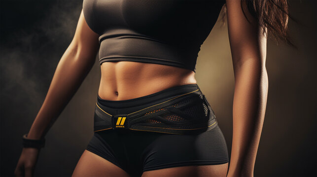 Woman waist in sports clothing with visible well defined abdominal Generative AI illustration