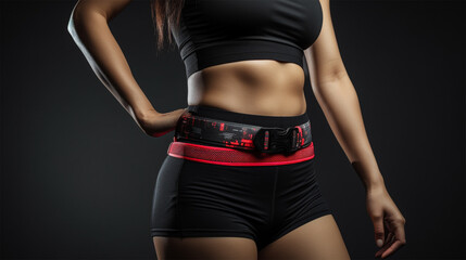 Woman waist in sports clothing with visible well defined abdominal Generative AI illustration