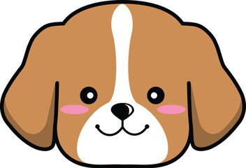 cute element or icon of happy puppy hound dog head vector illustration