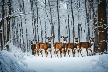 deer in the snow Generated Ai
