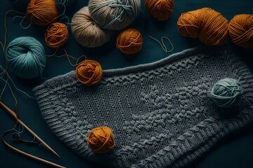Fototapeta na wymiar knitting needles and yarn Generated Ai