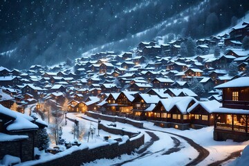  the snow with houses Generated Ai