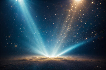 Abstract dark blue digital background with sparkling blue light particles