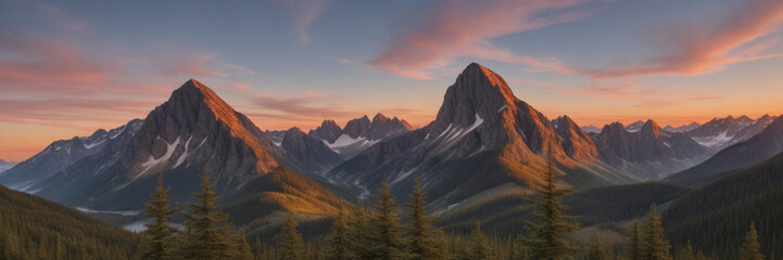 Obraz premium Mountain landscape at sunset