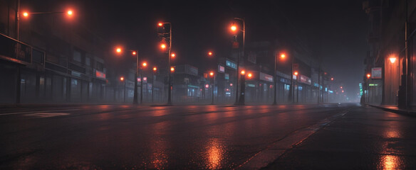 Fototapeta na wymiar Abstract light in a dark empty street with smoke, smog. Dark background scene of empty street, night view, night city.