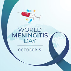 World Meningitis Day design template good for celebration. meningitis ribbon vector illustration. flat ribbon design. flat design. vector eps 10. - obrazy, fototapety, plakaty