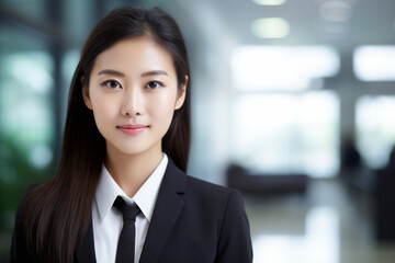 Confident Chinese Executive: Closeup Portrait of a Corporate Leader. Copy Space. Corporate Success

