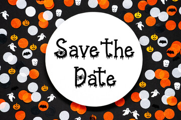 Halloween or Autumnal Decoration With Text Save The Date