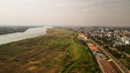 The aerial view of Vientiane in Laos