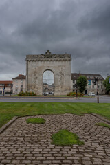 Fototapeta na wymiar Chalons-en-Champagne, France - 09 01 2023: View of the Holy Cross Gate in the city.
