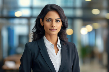 Portrait of an Ambitious Indian Business Leader in a Corporate Setting with space to text. copy space. Confident Indian Corporate Executive: Leading with Determination, Vision,  Confidence Leadership 