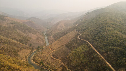 The aerial view of Northern Laos