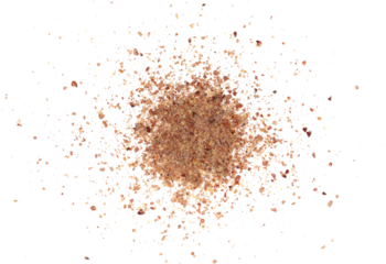 Ground, milled flaxseed, linseed flakes isolated on white, top view, clipping 