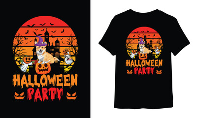 Halloween Party Corgi T shirt Design