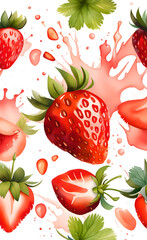 Strawberry with splashes.