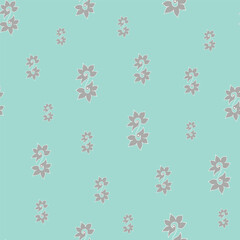 seamless repeat pattern with simple hand drawn grey floral motifs on a teal green background perfect for fabric, scrap booking, wallpaper, gift wrap projects
