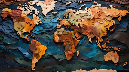 Education and Intelligence Collage with World Travel Theme, bulb, light, map, globe, generative AI	