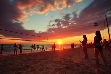 Sun, Sand, and Spikes, A Beach Volleyball Clash, Generative Ai.