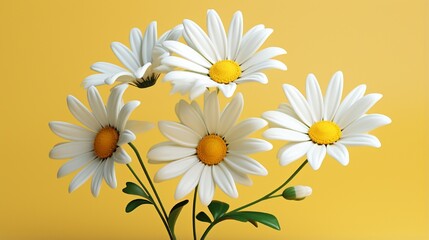 3D_white_yellow_daisies_flower