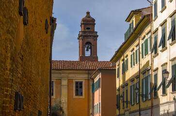 Bell tower in the old town of Pisa