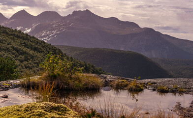 landscape with lake and mountains