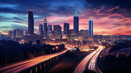 Fototapeta na wymiar Twilight in Atlanta's downtown