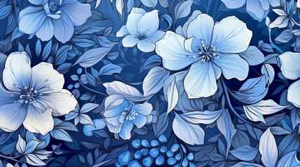 Blue floral pattern illustration