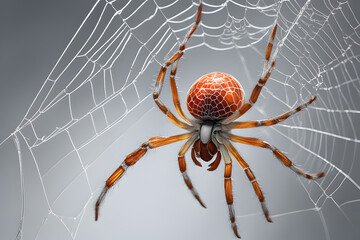Macro Silvery Spider on Silk Thread in Moonlight - Detailed Abdominal Patterns