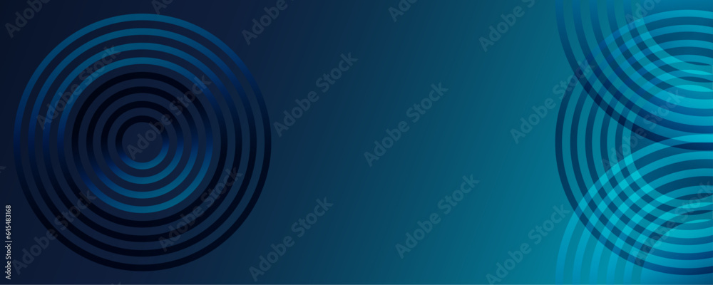 Aufkleber abstract dark blue background with glowing circle geometric lines in blue green light rounded lines 