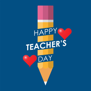 Free vector World Happy Teacher's Day celebration design for poster banner t-shirt.  pencil illustration 