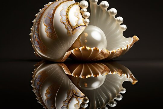 Beautiful pearls on a black background