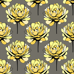 Seamless pattern of yellow flowers. Vector stock illustration eps10.